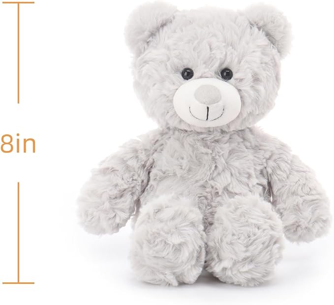 Apricot Lamb Light Gray Flower Bear Stuffed Animals for Kids, Soft Cute Plush Toys for Baby Girl and Boy, 8 Inches
