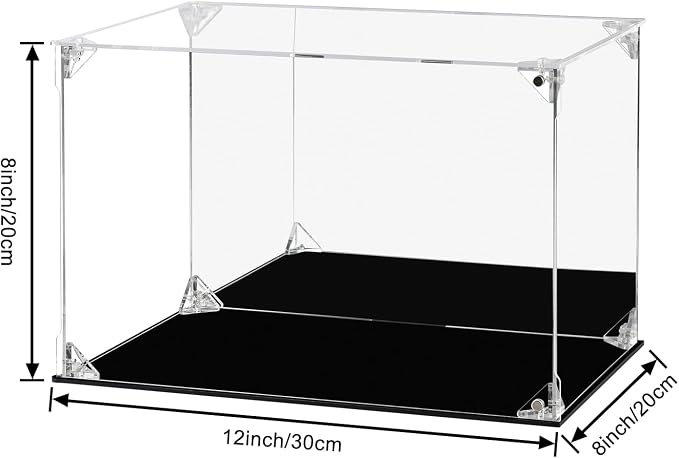 Acrylic Display Case for Collectibles Assemble Clear Football Display Case Box, Alternative Glass Case for Action Figures Lego Model Doll Toys Display (12x8x8 inch; 30x20x20 cm)