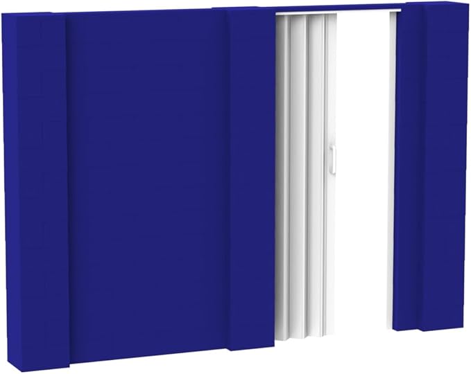 EverBlock 10’ x 7’ Wall Kit with Accordion Door | 3’ x 7’ Doorway | Modular Building Blocks | Wall Display System | Room Divider & Partition | Easy to Connect & Reuse | Indoor & Outdoor Use | Blue