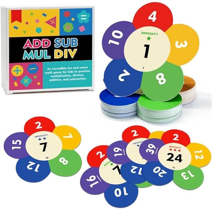Fun Math Game STEM Toy to Practice Multiplication, Division, Addition and Subtraction Classroom for Kids Ages 6+ Homeschooling Family Smart Card Game Gift for Birthday, Back to School, Christmas