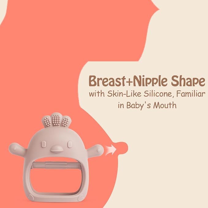 Teething Toys (5 Pack) - Tinabless Infant Teething Relief Toys&Teething Mitten Set, Food Grade Silicone Anti Dropping Wrist Hand Teethers Baby Chew Toys for Sucking Needs, Silicone Baby Teethers(Pink)