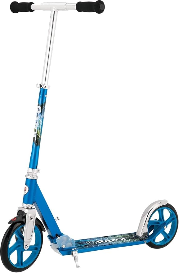 Razor A5 Lux Kick Scooter for Kids Ages 8+ - 8" Urethane Wheels, Anodized Finish Featuring Bold Colors and Graphics, for Riders up to 220 lbs