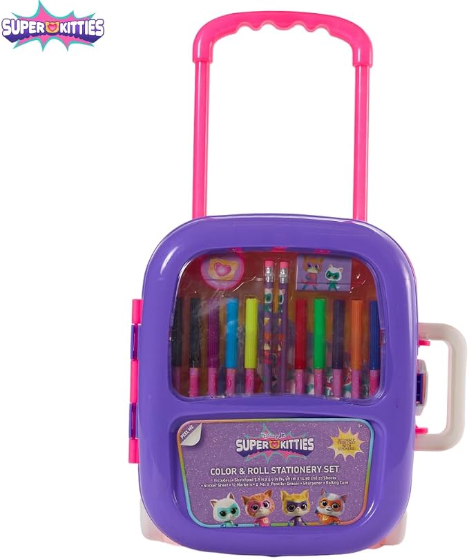 Disney Junior Super Kitties Color and Roll Activity Set with Carrying Case, Stickers, & Art Supplies