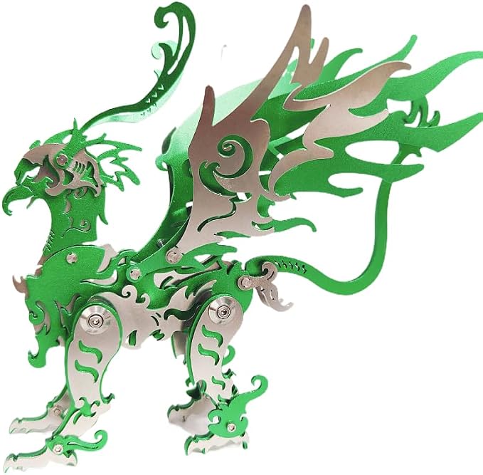3D Metal Puzzles Toys The Meow Meow Family King and Princess Cat DIY Handmade Assembled Model Kits Ornaments Christmas New Year and Birthday Gifts for Adult (Gu Diao Green)
