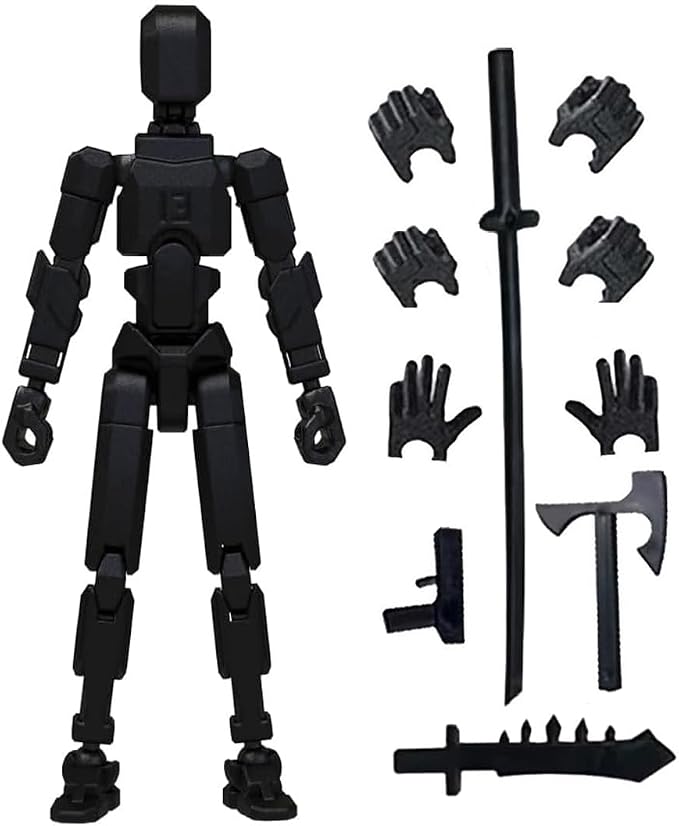 Titan T13 Action Figures Set -(Assembly Required) Robot Action Figure Fidget Toys for Nova N13 Anime Figures with 3D Lucky Dummy 13 Robot Figures Multi Movable Joints Gifts (Black)