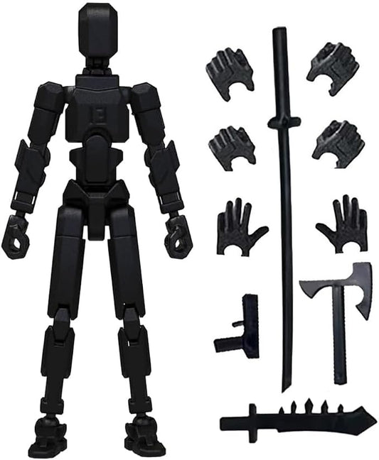 Titan T13 Action Figures Set -(Assembly Required) Robot Action Figure Fidget Toys for Nova N13 Anime Figures with 3D Lucky Dummy 13 Robot Figures Multi Movable Joints Gifts (Black)