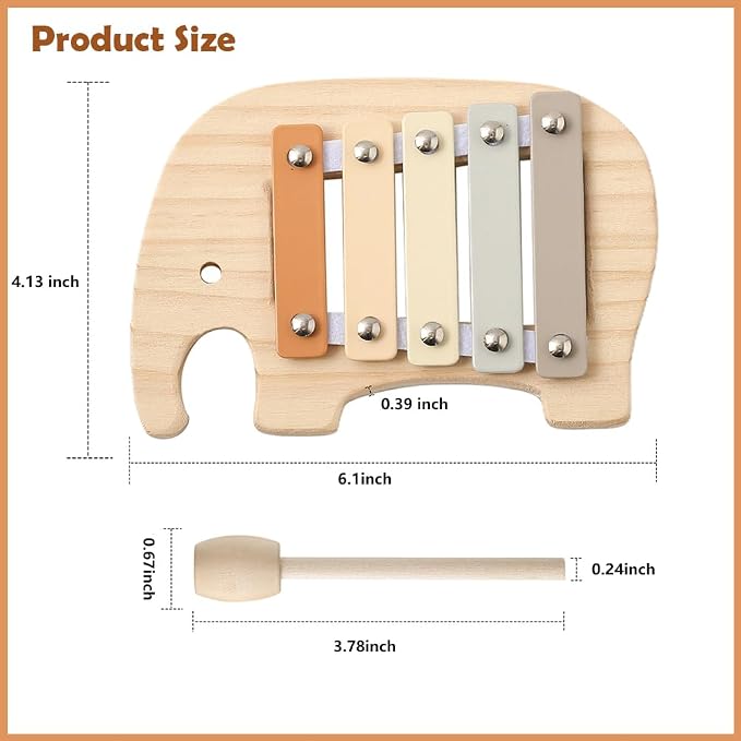 Lovely Xylophone for Toddlers, Early Childhood Development Musical Instruments for Toddlers, Wooden Xylophone for Kids,Musical Instruments Toys for Preschool Percussion Learning (Elephant)