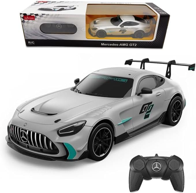 RASTAR 10230 1/24 RC Car Mercedes-AMG GT2 with 2.4G Remote, Gray | Officially Licensed, Ideal Gift, 2.4G Remote, Independent Suspension, Racing Car Model for Play & Display