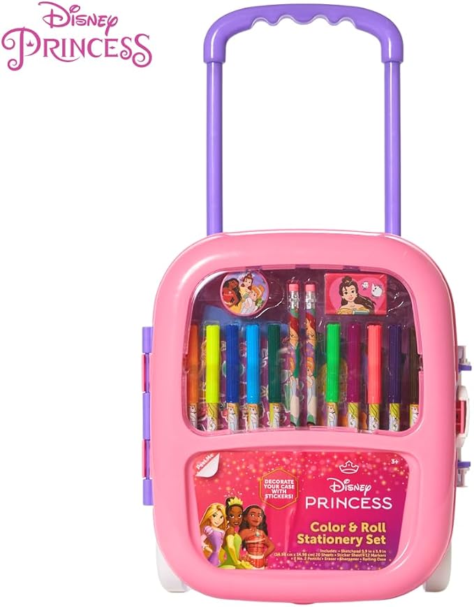 Disney Princess Color and Roll Activity Set with Carrying Case, Stickers, & Art Supplies