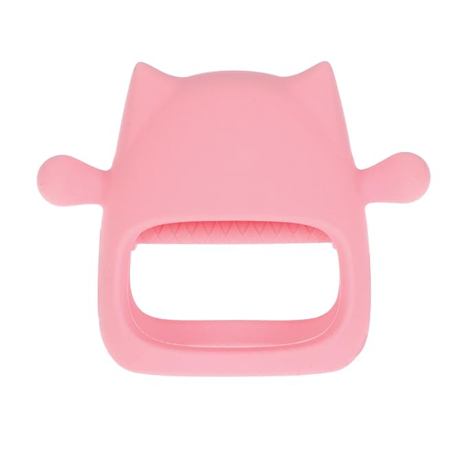 Nuby Silicone Wrist Grip Teething Mitten - 3+ Months, Pink Owl