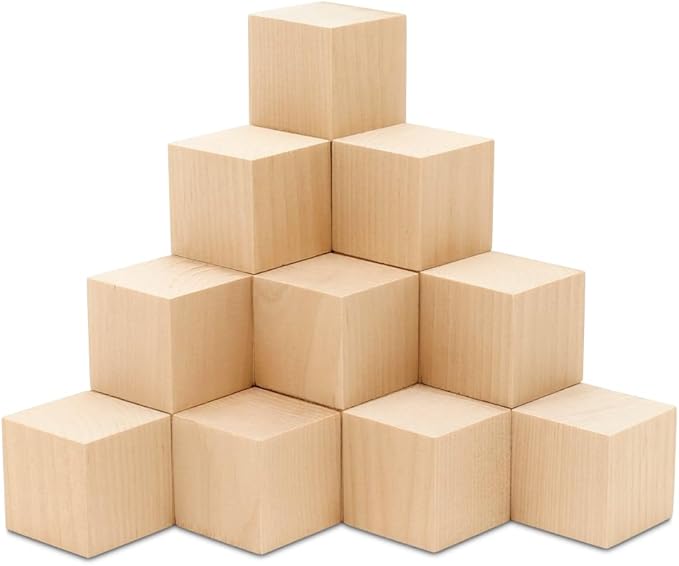 DIY Wood Cubes 1-3/4-inch, Pack of 10 Small Wooden Blocks, Wood Blocks for, STEM and Blank Wooden Cubes, by Woodpeckers
