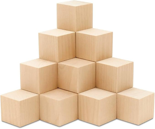 DIY Wood Cubes 1-3/4-inch, Pack of 10 Small Wooden Blocks, Wood Blocks for, STEM and Blank Wooden Cubes, by Woodpeckers