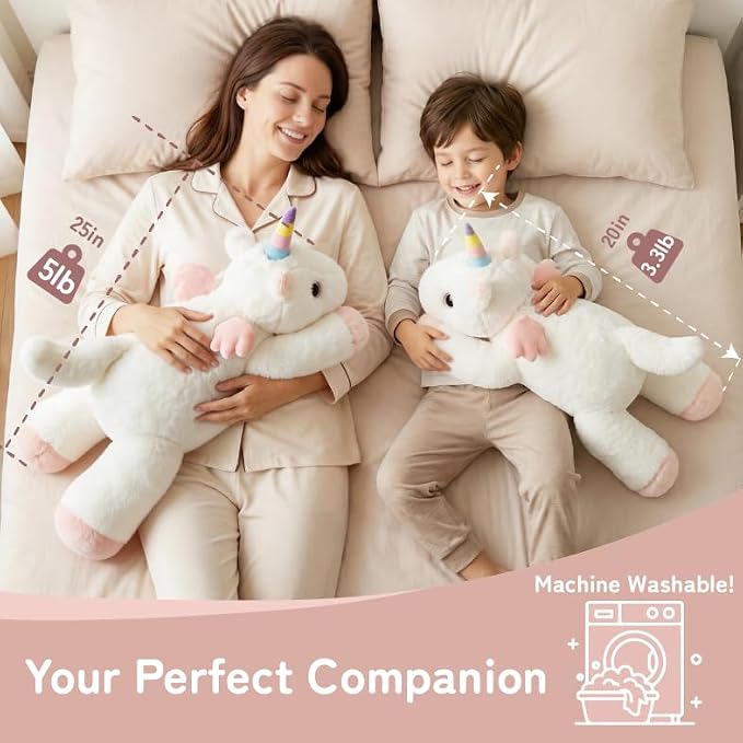 Niuniu Daddy 25" 5 lb Weighted Unicorn Stuffed Animal for Adults Kids, Giant Large Plush Toy, Soft Body Pillow for Sleeping, Huggable Gift for Everyday Comfort