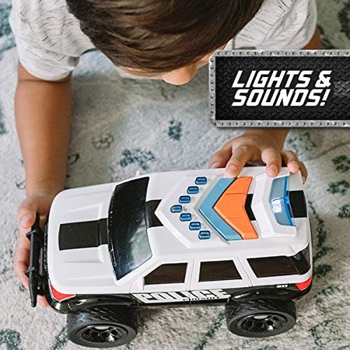 Sunny Days Entertainment Maxx Action 12’’ Large Police Car Toy – Siren Sounds and Bright Lights | Motorized Drive and Soft Grip Tires | Rescue SUV Patrol Vehicle for Kids 3-8