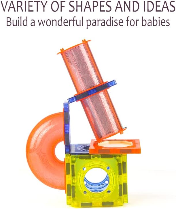 UNIQUE KIDS Magnetic Tiles Building Blocks with Light-Up Marble Run & LED Ball - STEM STEAM Toys for Kids Ages 3-10+ Boys Girls Birthday Gift (150 PCS)
