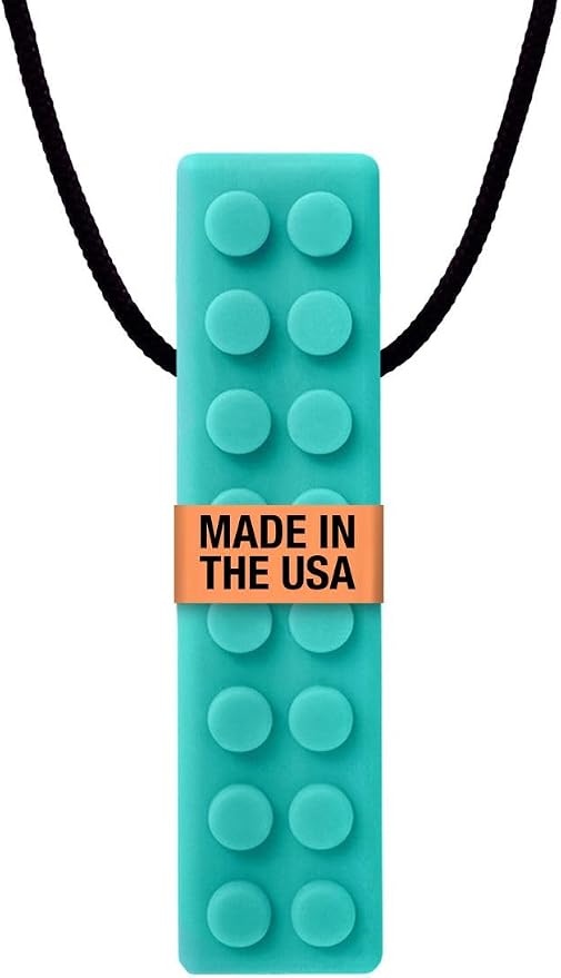 ARK Brick Stick, Chew Necklaces for Sensory Kids and Adults, Oral and Hand Fidget for Autism, ADHD, SPD, Anxiety, Medical-Grade Textured Chew Necklace, XT, Medium Firm, Teal