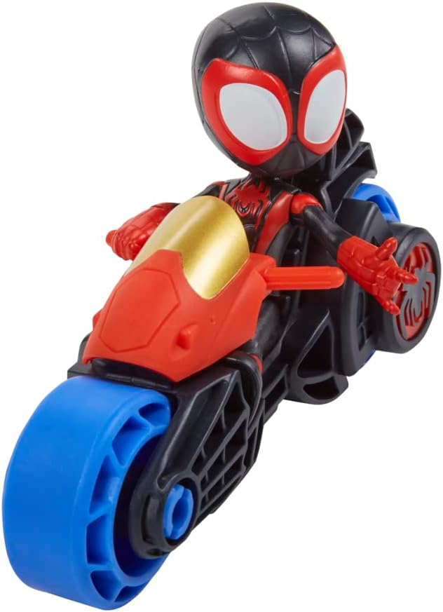 Spidey and His Amazing Friends Miles Morales Action Figure with Toy Motorcycle, Preschool Toys, Ages 3 and Up