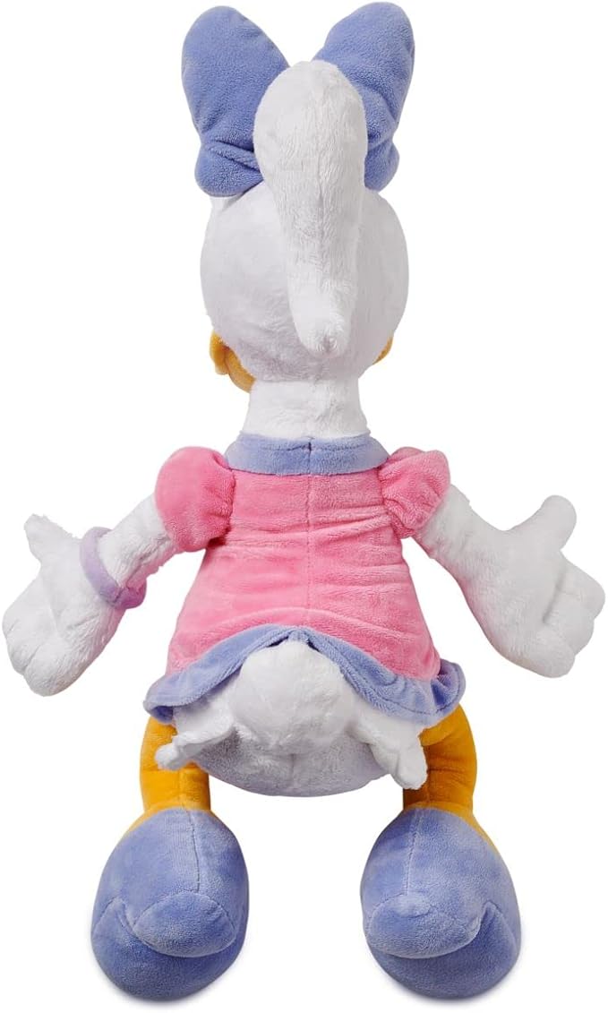 Disney Store Official Daisy Duck Medium Soft Toy for Kids, Cuddly Character with Fuzzy Texture and Embroidered Details in Pink and Purple Dress, Disney Plushy Suitable for All Ages