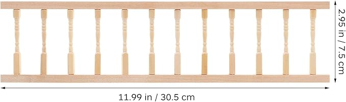 TOYANDONA 4pcs Dollhouse Railing 1/12 Scale - Wooden Dollhouse Handrail Miniature Stair Railing for Doll House Decoration Accessories