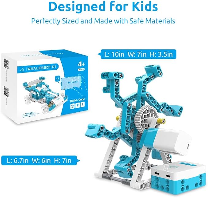 WhalesBot D1 21-in-1 STEM Coding Robot Kit for Kids (Ages 4+), 280+ Pieces Educational Building Set with APP-Controlled & Programming, 3D APP Guidance, Ideal Toy for Boys & Girls