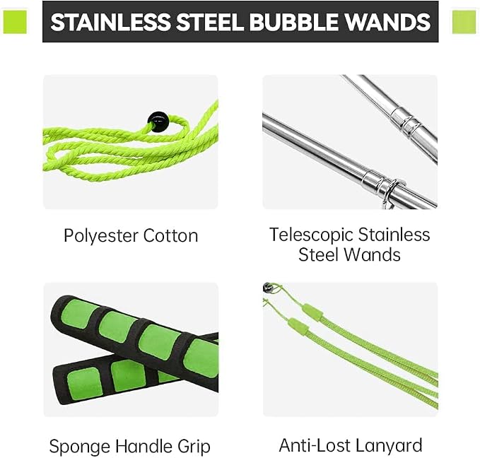Ubitree 2-Pack Giant Bubble Wands – Stainless Steel Telescopic Bubble Blower Sticks for Kids & Adults – Outdoor Bubble Maker Toy for Lawn, Park, Beach, Birthday Parties & Summer Fun