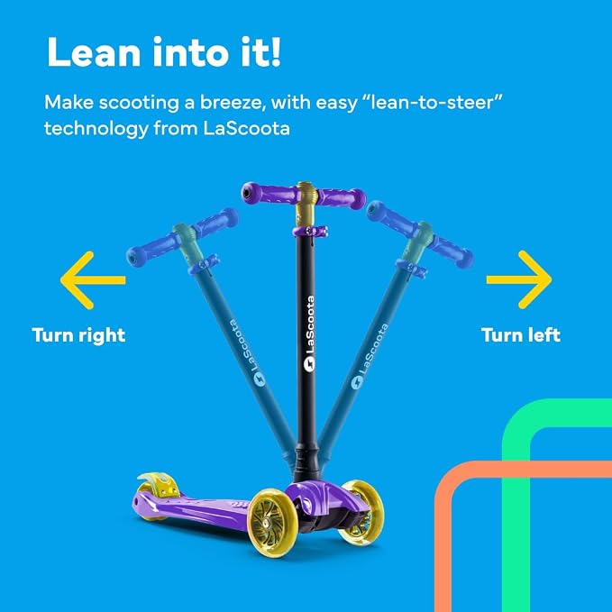 LaScoota 2-in-1 Kids Kick Scooter, Adjustable Height Handlebars and Removable Seat, 3 LED Lighted Wheels and Anti-Slip Deck, for Boys & Girls Aged 3-12 and up to 100 Lbs.