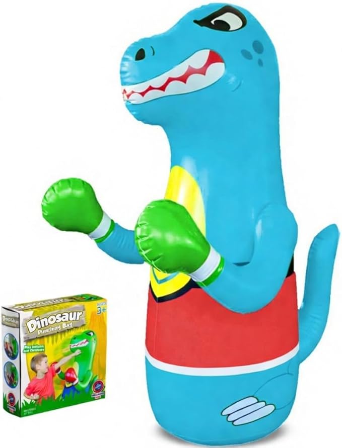 Preferred Toys 47" Inflatable Dinosaur Punching Bag for Kids - Durable Blow Up Kids Punching Bag with Bounce Back Base - Inflatable Indoor Outdoor Active Toddler Bop Play Toy