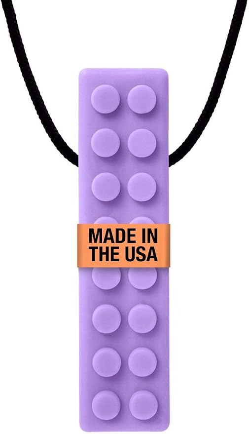 ARK Brick Stick, Chew Necklaces for Sensory Kids and Adults, Oral and Hand Fidget for Autism, ADHD, SPD, Anxiety, Medical-Grade Textured Chew Necklace, XXT, Very Firm, Lavender