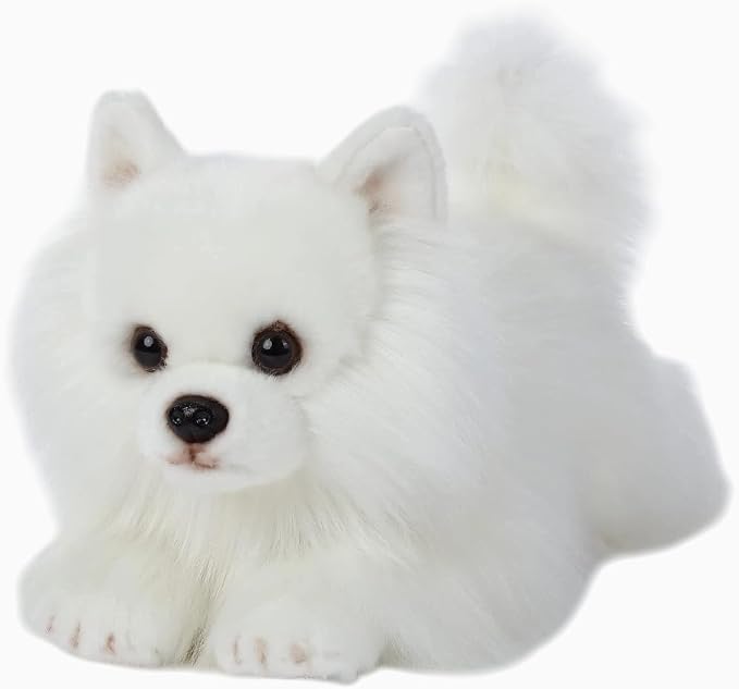 CU-MATE 16" White Plush Stuffed Animals Dog for Girls/Boys (Pomeranian)