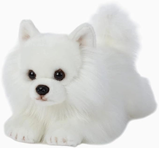 CU-MATE 16" White Plush Stuffed Animals Dog for Girls/Boys (Pomeranian)