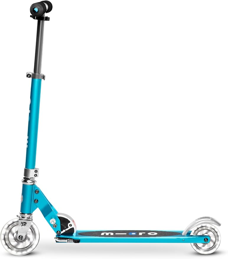 Micro Kickboard | Sprite Foldable LED Scooter for Ages 6+ | Children up to 220 lbs | 2 Wheel | Travel Ready | Adjustable T Bar | Smooth Ride, Motion Activated PU LED Wheels | Swiss Design