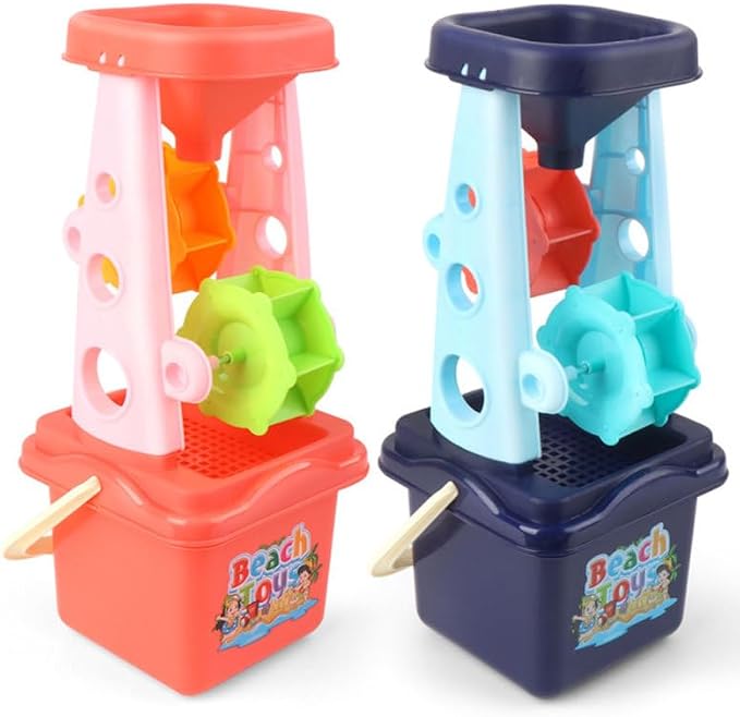 Toyvian Plastic Beach Toys Set, 3pcs Lightweight ABS Sand Bucket, Shovel and Sand Timer Sandbox Toys for Outdoor Play Summer Travel Essentials for Boys Girls