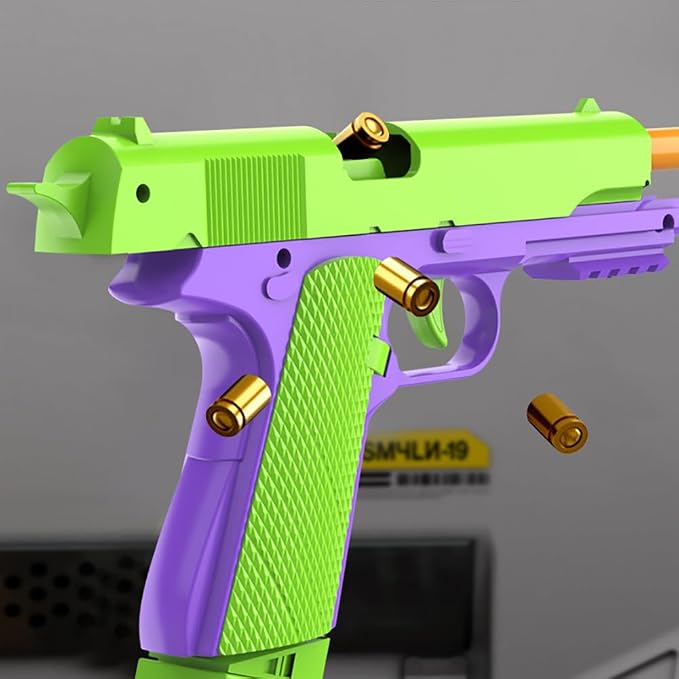 Dreamplay Shell Ejecting Toy Gun, Automatic Pull Back Action Education Model Toy for Kids Gifts