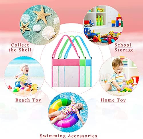 Frienda 15 Pack Mesh Beach Tote Bag, Seashell Bags, Bag Toys Organizer for Holding Beach Children' Toys Market Picnic(8.5 x 8.3 Inch,Classic Style)
