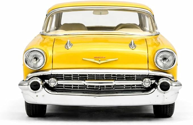 KiNSMART 1957 Chevy Bel Air Coupe 1:40 Scale 5" Die Cast Metal Classic Toy Car (Yellow)