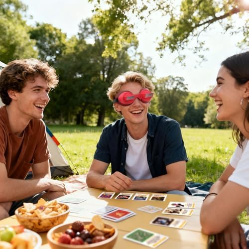 Vision Flip Goggles Challenge Game for Family & Kids,50 Colorful Challenge Cards| Adjustable Upside Down Glasses | Hilarious for Game Night & Parties 2-6 Players | Ages 6+