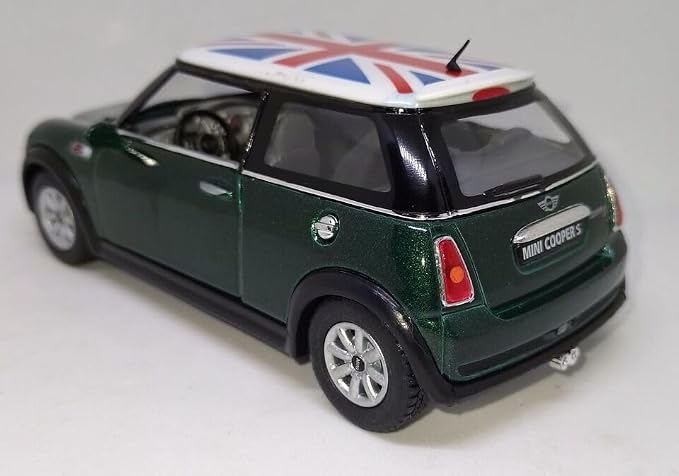 KiNSMART - Mini Cooper S 5" 1:28 Scale Die Cast Metal Model Toy Car (Green British Flag)
