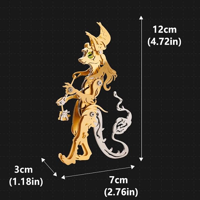 3D Metal Puzzles Toys The Meow Meow Family King and Princess Cat DIY Handmade Assembled Model Kits Ornaments Christmas New Year and Birthday Gifts for Adult (Pipe Elder Cat Silver)