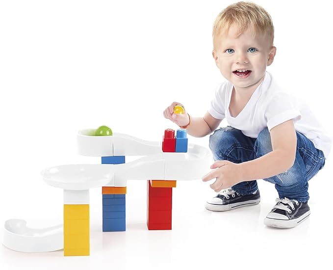 DOLU 41 Pcs Marble Run Big Tube Ball Tower with Building Blocks Playset for Learning Game Play, Educational Toys for Kids and Toddlers Age 12+ Months