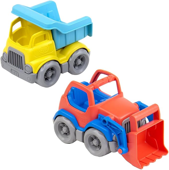 Green Toys OceanBound Dumper & Scooper Truck Set – Eco-Friendly Construction Toy Bundle