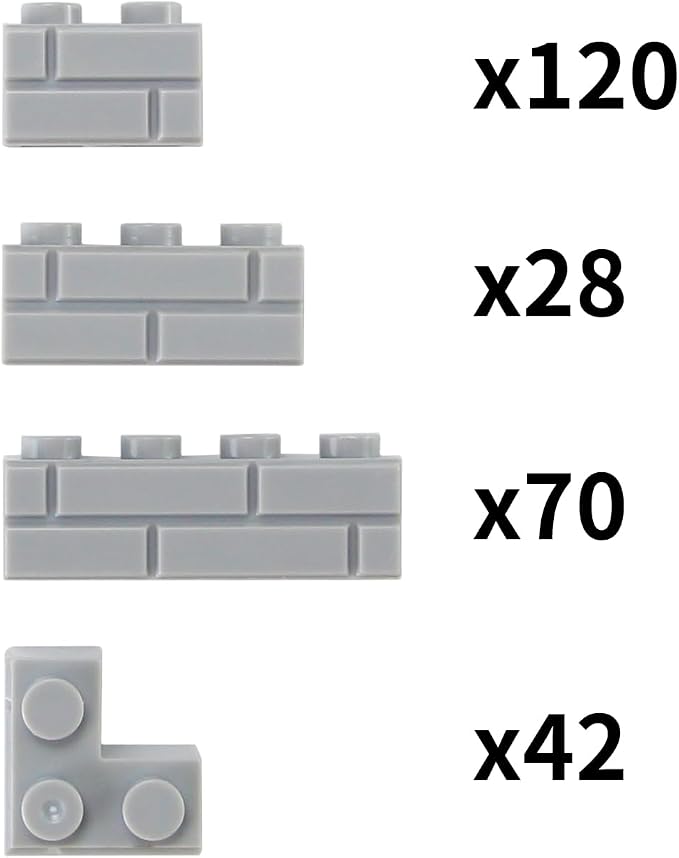 260 Pieces Masonry Profile Bricks Set Building Blocks for Wall Parts and Pieces Diverse Bulk Toy Kit Compatible with Major Brands (Gray)