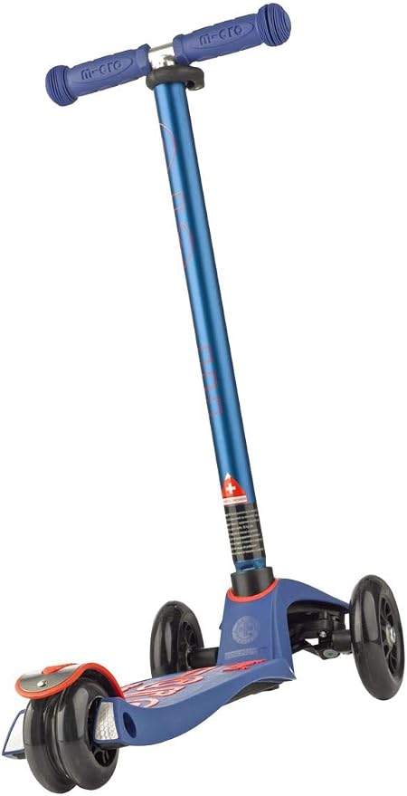 Micro Kickboard | Maxi Scooter for Ages 5-12 | Children up to 110 lbs | 3 Wheel Lean-to-Steer Design | Adjustable T Bar | Smooth Ride PU Wheels | Swiss Design