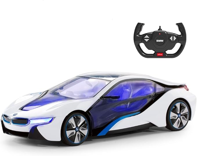RASTAR BMW Toy Car, RC Cars 1/14 BMW i8 Remote Control Car for Kids, Interior Lights, White 2.4G
