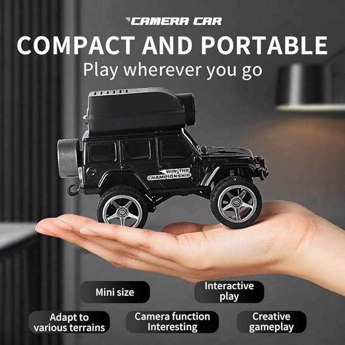 1:64 Mini FPV RC Car, Alloy Crafted Remote Control Truck with HD Camera & Real-Time Video Transmission, Dual Mode Control(App & Remote), Decorative LED Lights, Toy Gift for Adults & Kids