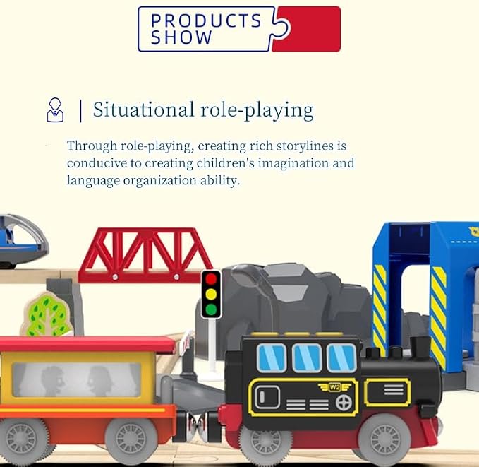 Steam Locomotive Electric Train Battery Operated Train for Wooden Track Toys for 3-7 Years Old Toddlers & Kids,Compatible with All Major Brands in Market (Battery not Included)