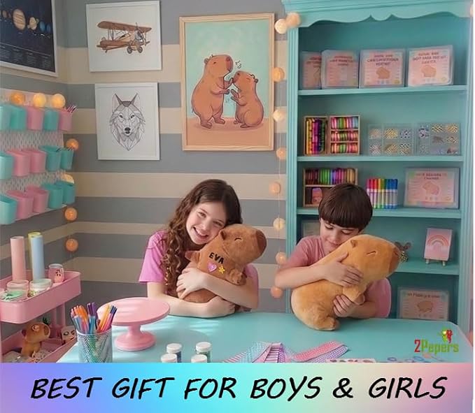 Make Your Own Capybara Toy, DIY Plushie Craft Kit, No-Sew Stuffed Animal Kit for Children, Puppy Birthday Gift for Kids Boys and Girls Ages 3 4 5 6 7 8, Arts Set STEAM Plush Pillow Creative Present