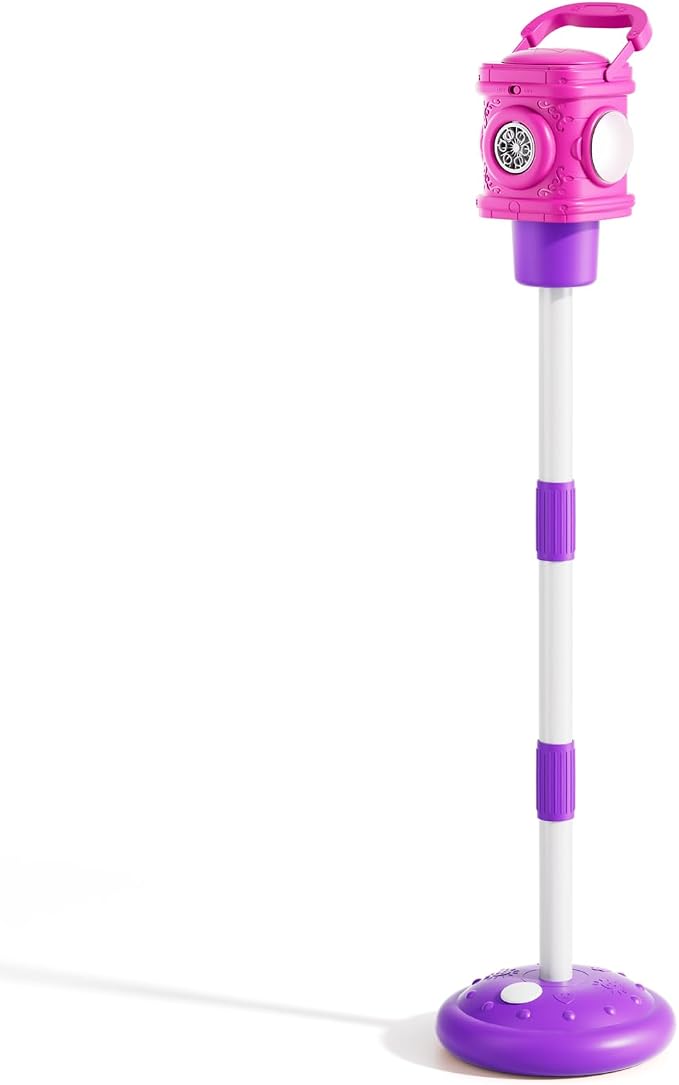 4-in-1 Street Lamp Bubble Machine for Toddlers 1-3 4-8, Bubble Toys Gifts for Kids Boys Girls, Automatic Stand Bubble Maker with R/C Wand, Adjustable Height - Outdoor/Indoor Party Favor