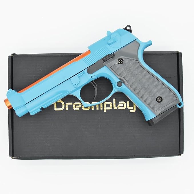 Dreamplay Shell Ejecting Toy Gun, Beretta Model 92 Automatic Pull Back Action Shooting Toy Education Model Toy for Kids Gifts