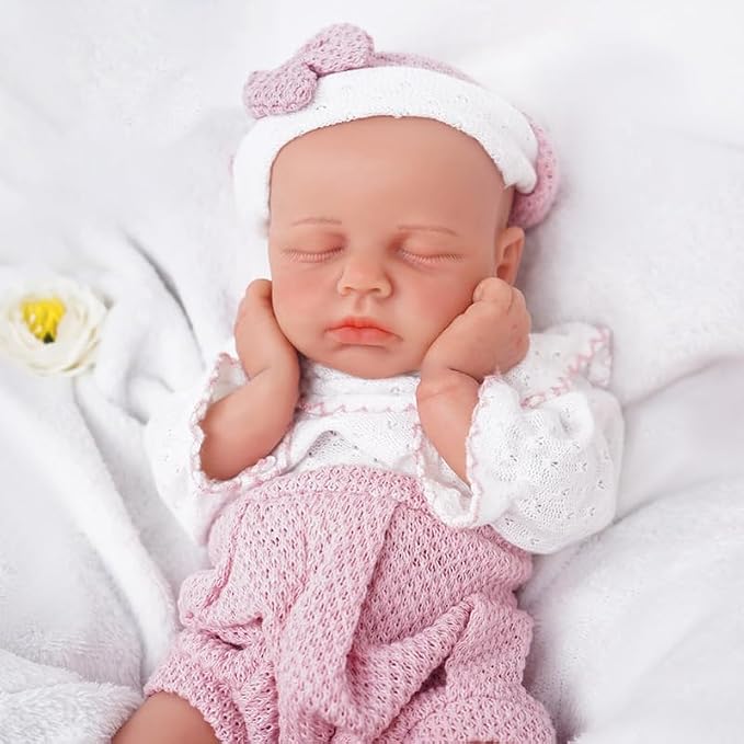 Girl 12 Inch, Silicone Reborn Baby Dolls, Realistic Baby Doll, Not Vinyl, Posable Newborn, Reborn Baby Dolls Silicone Full Body