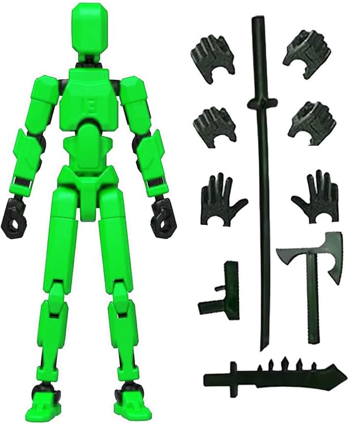 Titan T13 Action Figures Set -(Assembly Required) Robot Action Figure Fidget Toys for Nova N13 Anime Figures with 3D Lucky Dummy 13 Robot Figures Multi Movable Joints Gifts (Green)